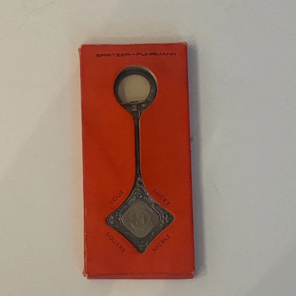 Key Chain featuring a 1943 Curaçao 5 cents coin set in a metal holder